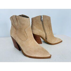 New Vince Camuto Gredile Beige Suede Pointed Toe Booties, Women's US Sz 7, EU Sz